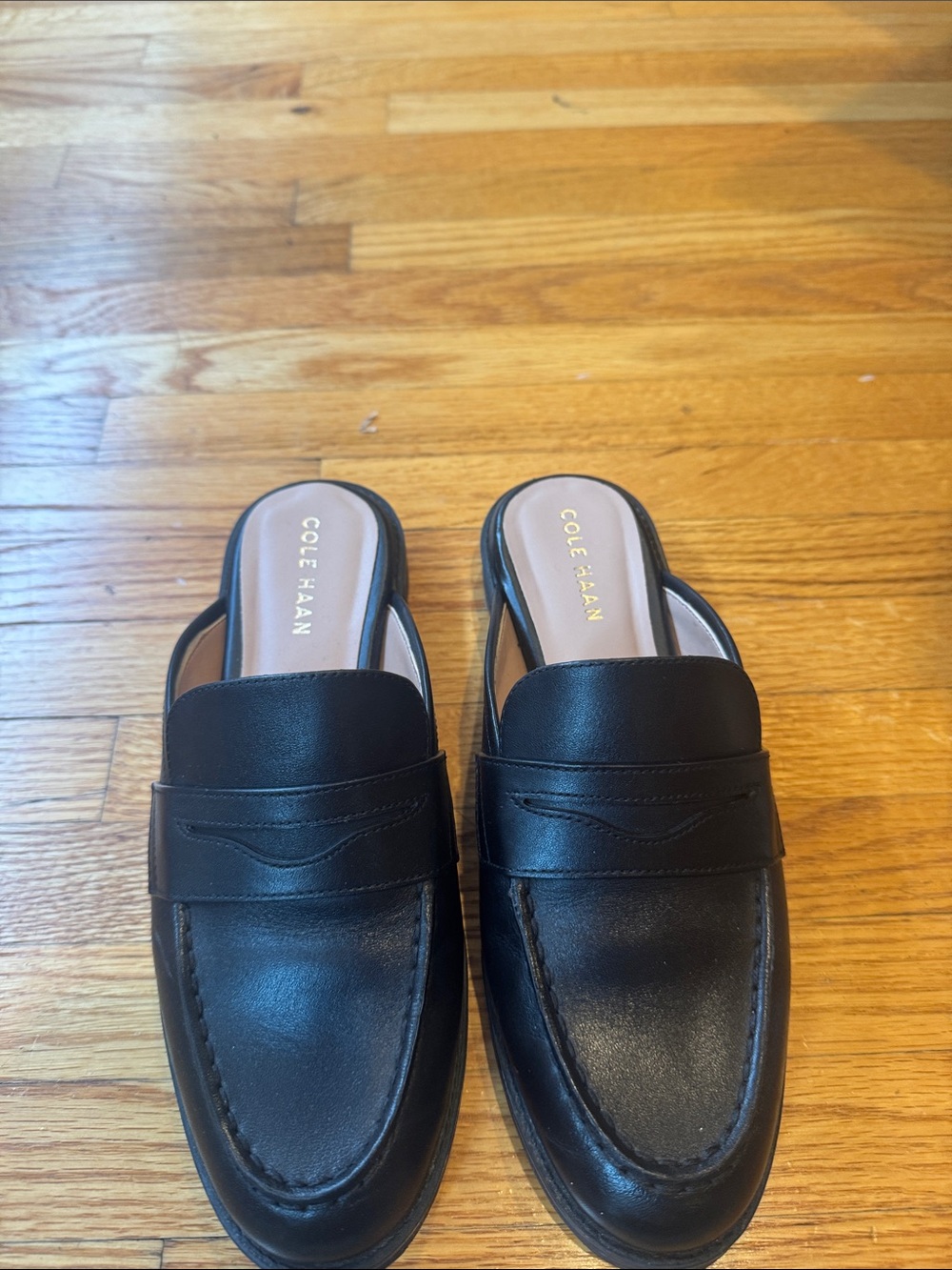 Cole Haan Black Leather Slip-On Penny Loafers